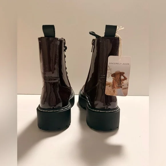 Sincerely Jules Burgundy Lace-Up Boots - Picture 3 of 7